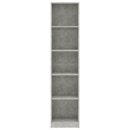 vidaXL Boekenkast met 5 schappen 40x24x175 cm bewerkt hout betongrijs