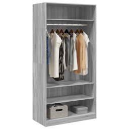 vidaXL Kledingkast 100x50x200 cm bewerkt hout grijs sonoma eikenkleur