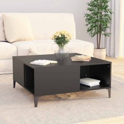 vidaXL Salontafel 80x80x36,5 cm bewerkt hout zwart