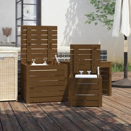 vidaXL 3-delige Tuinboxset massief grenenhout honingbruin