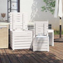 vidaXL 3-delige Tuinboxset massief grenenhout wit