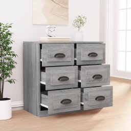 vidaXL Dressoir 70x35,5x67,5 cm bewerkt hout grijs sonoma eikenkleurig