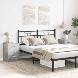 vidaXL Nachtkastjes 2 st 38x35x56 cm bewerkt hout betongrijs