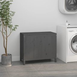 vidaXL Wasmand 88,5x44x76 cm massief grenenhout grijs