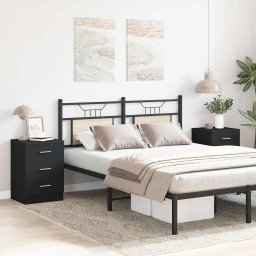 vidaXL Nachtkastjes 2 st 38x35x56 cm bewerkt hout zwart