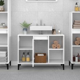 vidaXL Wastafelkast 80x33x60 cm bewerkt hout hoogglans wit