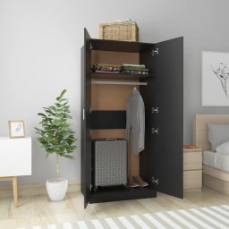 vidaXL Kledingkast 80x52x180 cm bewerkt hout zwart