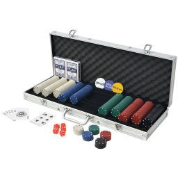 vidaXL Pokerset met 500 chips aluminium