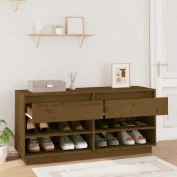 vidaXL Schoenenkast 110x34x52 cm massief grenenhout honingbruin