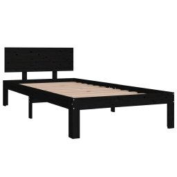 vidaXL Bedframe massief grenenhout zwart 90x200 cm
