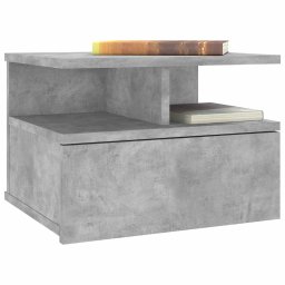 vidaXL Nachtkastje zwevend 40x31x27 cm bewerkt hout betongrijs