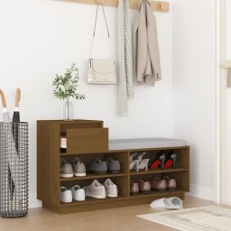 vidaXL Schoenenkast 110x34x61 cm massief grenenhout honingbruin