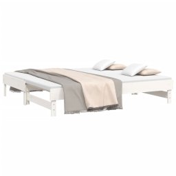 vidaXL Slaapbank uitschuifbaar massief grenenhout wit 2x(90x190) cm
