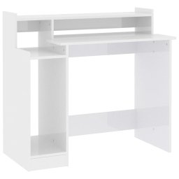 vidaXL Bureau met LED-verlichting 97x45x90 cm hout hoogglans wit