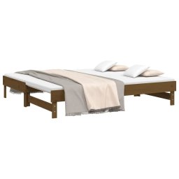 vidaXL Slaapbank uitschuifbaar grenenhout honingbruin 2x(75x190) cm