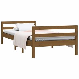 vidaXL Bedframe 75x190 cm massief grenenhout honingbruin