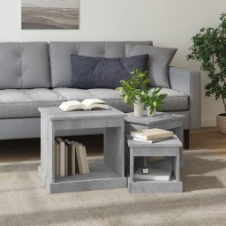 vidaXL 3-delige Salontafelset bewerkt hout betongrijs