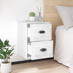 vidaXL Nachtkastje wandgemonteerd 41,5x36x53 cm hoogglans wit