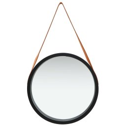 vidaXL Wandspiegel met band 50 cm zwart