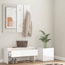 vidaXL Garderobe set bewerkt hout hoogglans wit