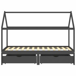 vidaXL Kinderbedframe met lades grenenhout donkergrijs 90x200 cm