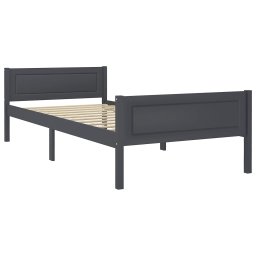 vidaXL Bedframe massief grenenhout grijs 100x200 cm