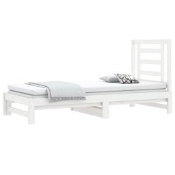 vidaXL Slaapbank uitschuifbaar massief grenenhout wit 2x(90x200) cm