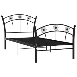 vidaXL Bedframe met voetbaldesign metaal zwart 90x200 cm