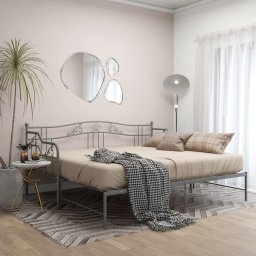 vidaXL Slaapbank uittrekbaar metaal grijs 90x200 cm