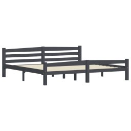 vidaXL Bedframe massief grenenhout donkergrijs 200x200 cm