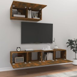 vidaXL 3-delige Tv-meubelset bewerkt hout gerookt eikenkleurig