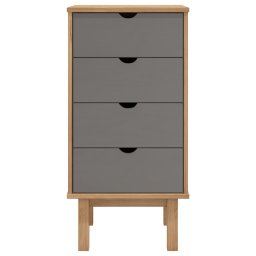 vidaXL Ladekast OTTA 45x39x90 cm massief grenenhout bruin en grijs