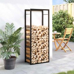vidaXL Haardhoutrek 50x28x132 cm staal matzwart