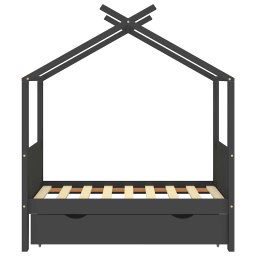 vidaXL Kinderbedframe met lade grenenhout donkergrijs 70x140 cm