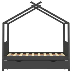vidaXL Kinderbedframe met lade grenenhout donkergrijs 80x160 cm
