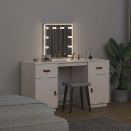 vidaXL Kaptafelset met LED massief grenenhout wit