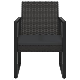 vidaXL 4-delige Loungeset met kussens poly rattan zwart