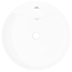 vidaXL Wasbak met overloop, keramiek, rond, wit