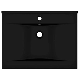 vidaXL Wastafel met kraangat 60x46 cm keramiek matzwart