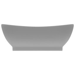 vidaXL Wastafel met overloop ovaal 58,5x39 cm keramiek mat lichtgrijs