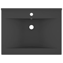 vidaXL Wastafel met kraangat 60x46 cm keramiek mat donkergrijs