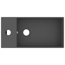 vidaXL Wastafel met overloop keramiek donkergrijs