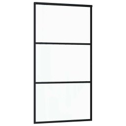 vidaXL Schuifdeur 102x205 cm ESG-glas en aluminium zwart
