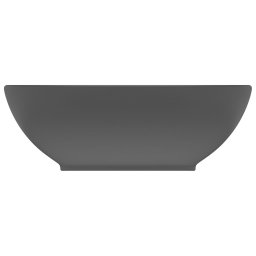 vidaXL Wastafel ovaal 40x33 cm keramiek mat donkergrijs