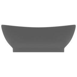 vidaXL Wastafel met overloop ovaal 58,5x39 cm keramiek mat donkergrijs
