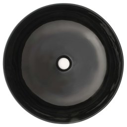 vidaXL Wastafel rond 41,5x13,5 cm keramiek zwart