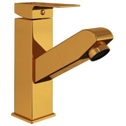 vidaXL Wastafelkraan met uittrekfunctie 157x172 mm goudkleurig