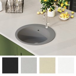 vidaXL Gootsteen rond enkele bak graniet grijs