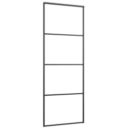 vidaXL Schuifdeur 76x205 cm aluminium en ESG-glas zwart