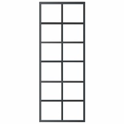 vidaXL Schuifdeur 76x205 cm ESG-glas en aluminium zwart